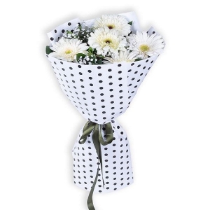  Karaman Çiçek - 5 Beyaz Gerbera Buketi